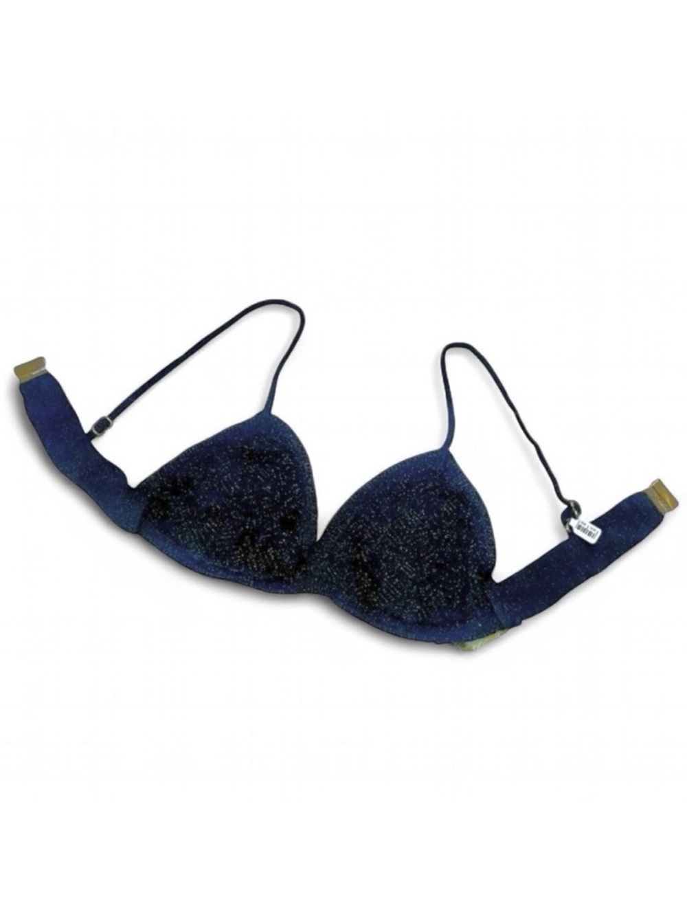 NWT ViX Paula Hermanny Black Knit Crochet Lurex Triangle Bikini Top small